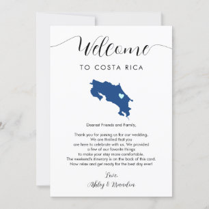 Costa Rica Kaart Bruiloft Welkomstbrief Route