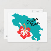 Costa Rica kaart met hibiscus (Voorkant / Achterkant)