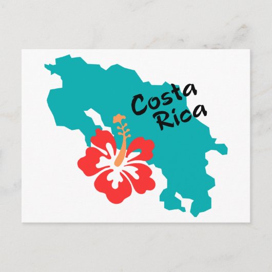 Costa Rica kaart met hibiscus (Voorkant)
