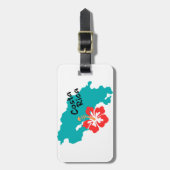 Costa Rica kaart met hibiscus Bagagelabel (Voorkant verticaal)