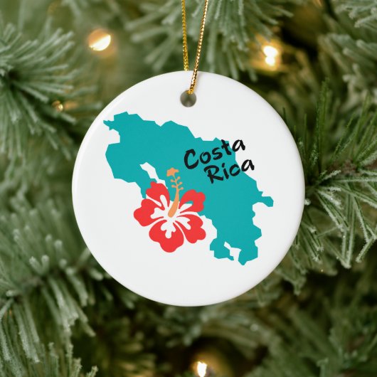 Costa Rica kaart met hibiscus Keramisch Ornament (Boom)