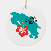 Costa Rica kaart met hibiscus Keramisch Ornament (Voorkant)