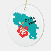 Costa Rica kaart met hibiscus Keramisch Ornament (Links)
