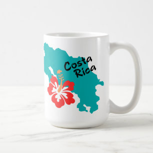 Costa Rica kaart met hibiscus Koffiemok
