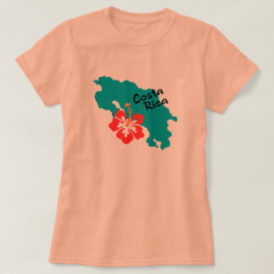 Costa Rica kaart met hibiscus T-shirt
