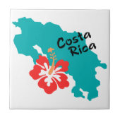 Costa Rica kaart met hibiscus Tegeltje (Voorkant)