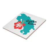 Costa Rica kaart met hibiscus Tegeltje (Zijkant)