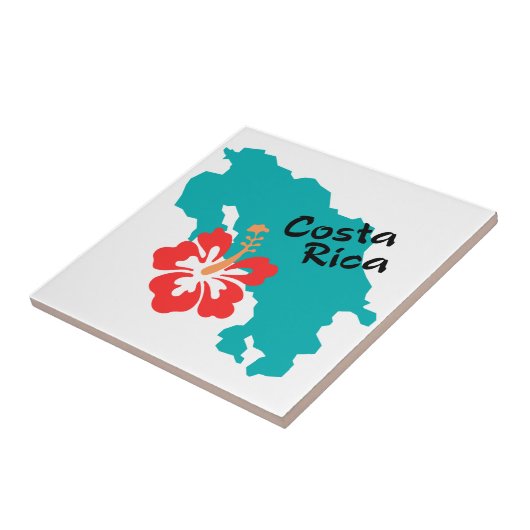 Costa Rica kaart met hibiscus Tegeltje (Zijkant)