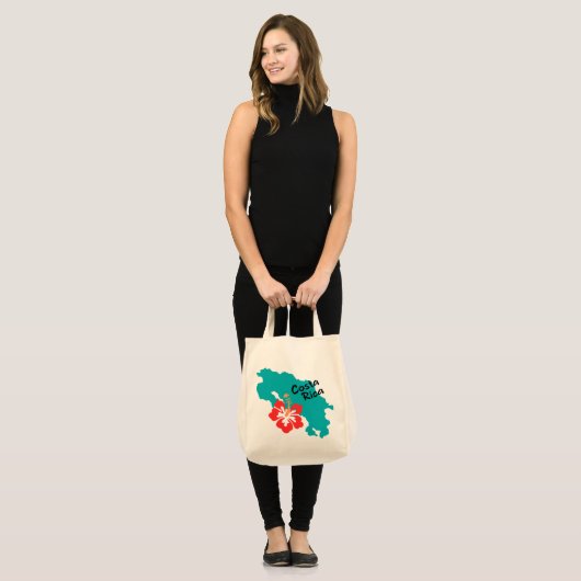 Costa Rica kaart met hibiscus Tote Bag (Voorkant (model))