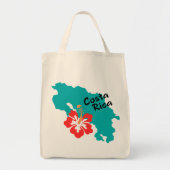 Costa Rica kaart met hibiscus Tote Bag (Voorkant)