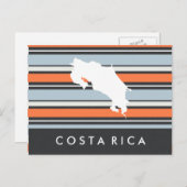 Costa Rica Kaart: Moderne strepen Briefkaart (Voorkant / Achterkant)