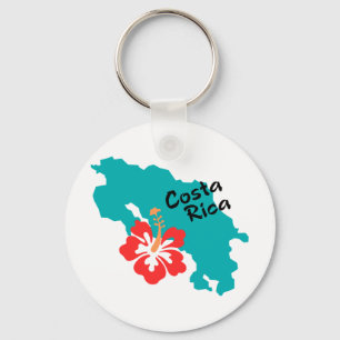 Costa Rica kaart overzicht met hibiscus flower Sleutelhanger
