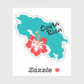 Costa Rica kaart overzicht met hibiscus flower Sticker (Vel)