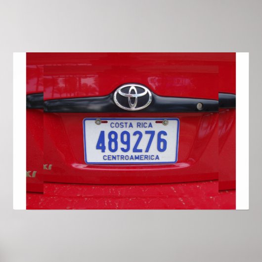 Costa Rica Licence Bord Poster (Voorkant)