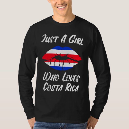Costa Rica Lips Mouth Love Flag T-shirt (Voorkant)