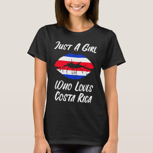 Costa Rica Lips Mouth Love Flag T-shirt (Voorkant)