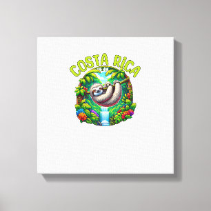 Costa Rica luiaard - Tropisch regenwoud Waterval T Canvas Afdruk