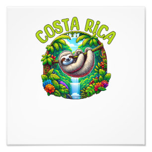 Costa Rica luiaard - Tropisch regenwoud Waterval T Foto Afdruk
