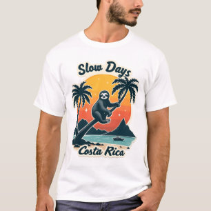 Costa Rica luiaard vintage zonsondergang reizen ve T-shirt