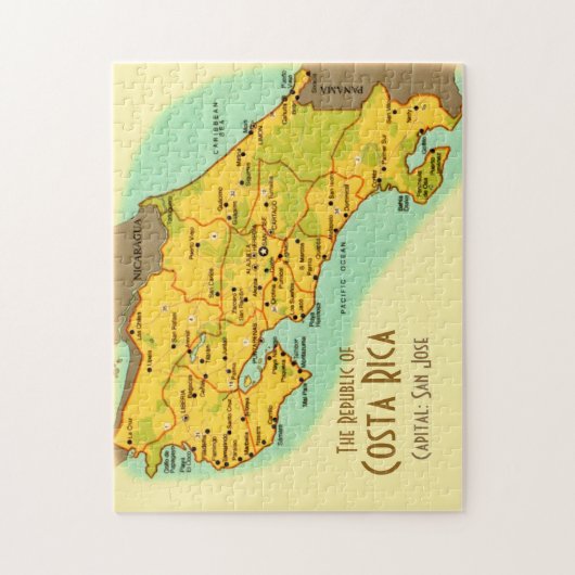 Costa Rica Map 11x14 Puzzle Legpuzzel (Verticaal)