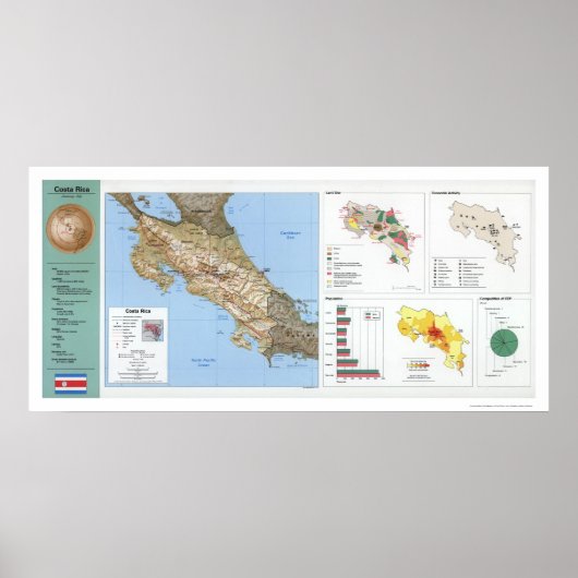 Costa Rica Map 1991 Poster (Voorkant)