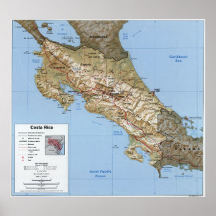 Costa Rica Map (1991) Poster