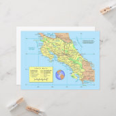 COSTA RICA Map Card Kaart (Voorkant / Achterkant in situ)