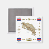 Costa Rica Map + Flags Magnet (Voorkant / Achterkant)
