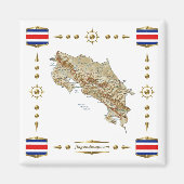 Costa Rica Map + Flags Magnet (Voorkant)