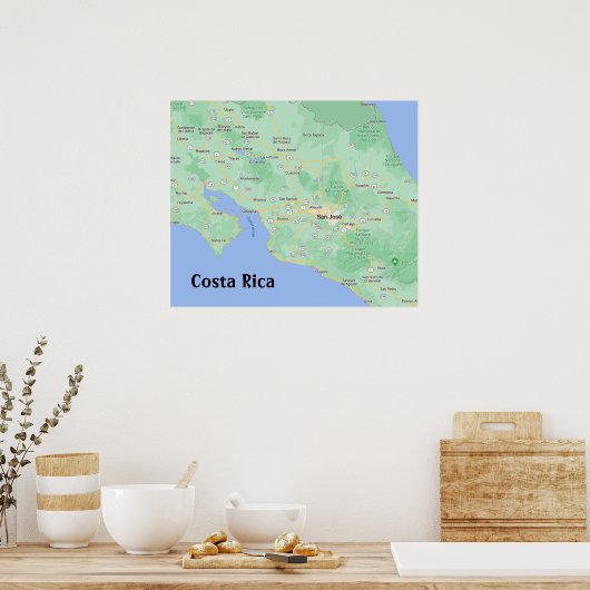 Costa Rica Map Poster Print (Keuken)