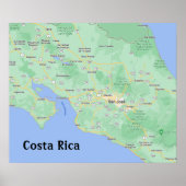 Costa Rica Map Poster Print (Voorkant)