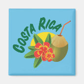 Costa Rica met hibiscus en kokosnoot Magneet (Voorkant)