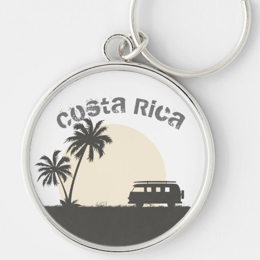 Costa Rica Midnight Surf Hippie Van Bus Sleutelhanger (Voorkant)