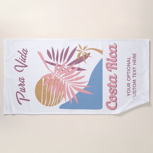Costa Rica Motto Pura Vida Strandlaken (Voorkant)