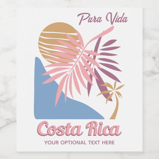 Costa Rica Motto Pura Vida Wijn Etiket (Enkel label)