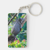 Costa Rica, Muelle - Lazy Iguana die in een boom r Sleutelhanger (achterkant)