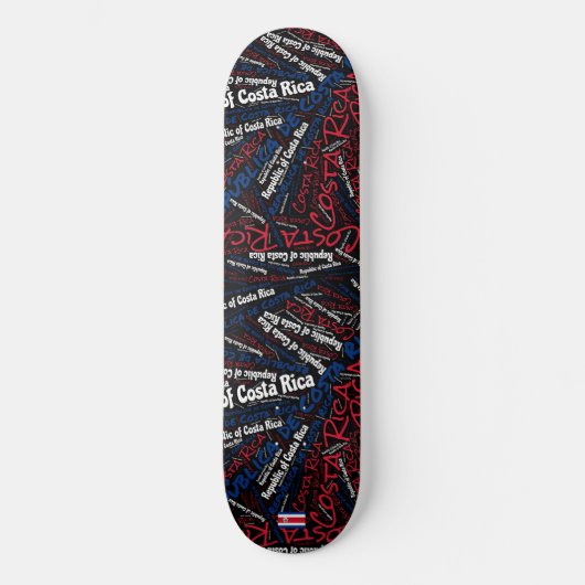 Costa Rica Nationale Trots Wordcloud Skateboard (Voorkant)