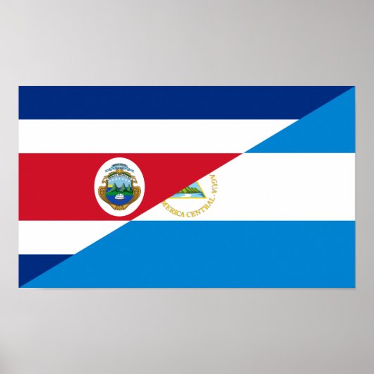 costa rica nicaragua halve vlag poster (Voorkant)