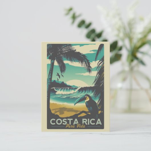  Costa Rica Ocean Beach Toucan Reizen Briefkaart (Staand voorkant)