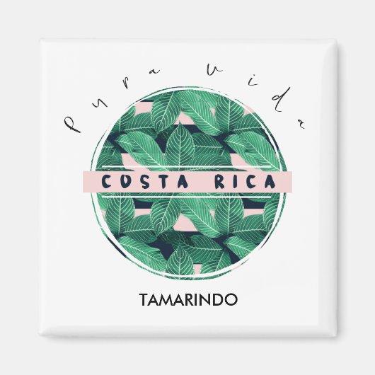 Costa Rica Oerwoud Leaf Pura Vida Souvenir Magneet (Voorkant)