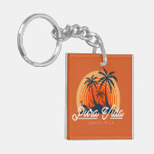 Costa Rica Oranje Beach Pura Vida Sleutelhanger (Voorkant Links)
