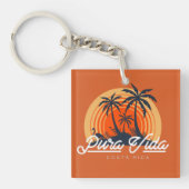 Costa Rica Oranje Beach Pura Vida Sleutelhanger (Voorkant)