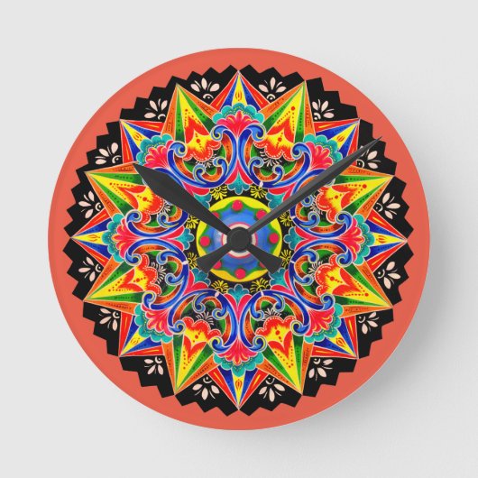 Costa Rica Ox Cart Wheel Carreta Clock Gift Ronde Klok (Voorkant)