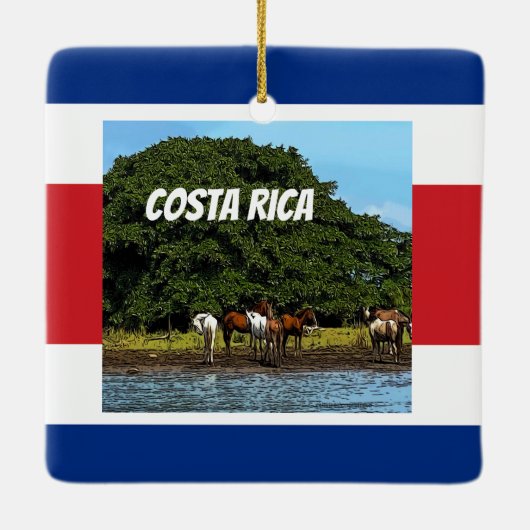 Costa Rica - Paarden bij het water Keramisch Ornament (Achterkant)