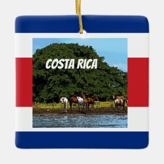 Costa Rica - Paarden bij het water Keramisch Ornament (Voorkant)