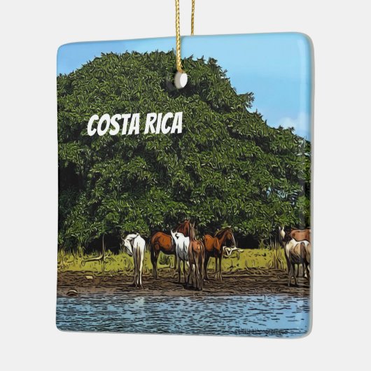 Costa Rica - Paarden bij het water Keramisch Ornament (Links)