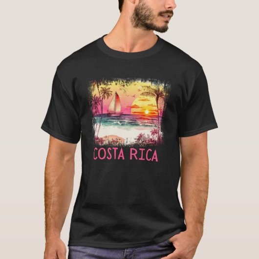 Costa Rica Palm Tree Beach Vakantie Zomer en Sur T-shirt (Voorkant)