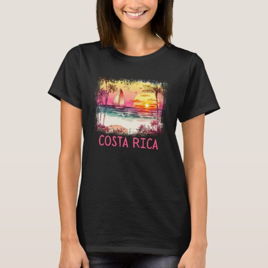 Costa Rica Palm Tree Beach Vakantie Zomer en Sur T-shirt (Voorkant)