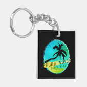 Costa Rica Palm Tree Pura Vida Logo Sleutelhanger (Voorkant Links)