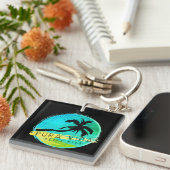 Costa Rica Palm Tree Pura Vida Logo Sleutelhanger (Voorkant Rechts)